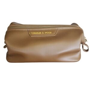 Rolfs Brown Leather Shaving Bag Mens Travel Bathroom Kit Dopp Clean.